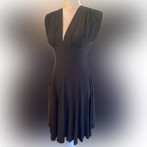 Norma Kamali Black V-Neck Midi Dress